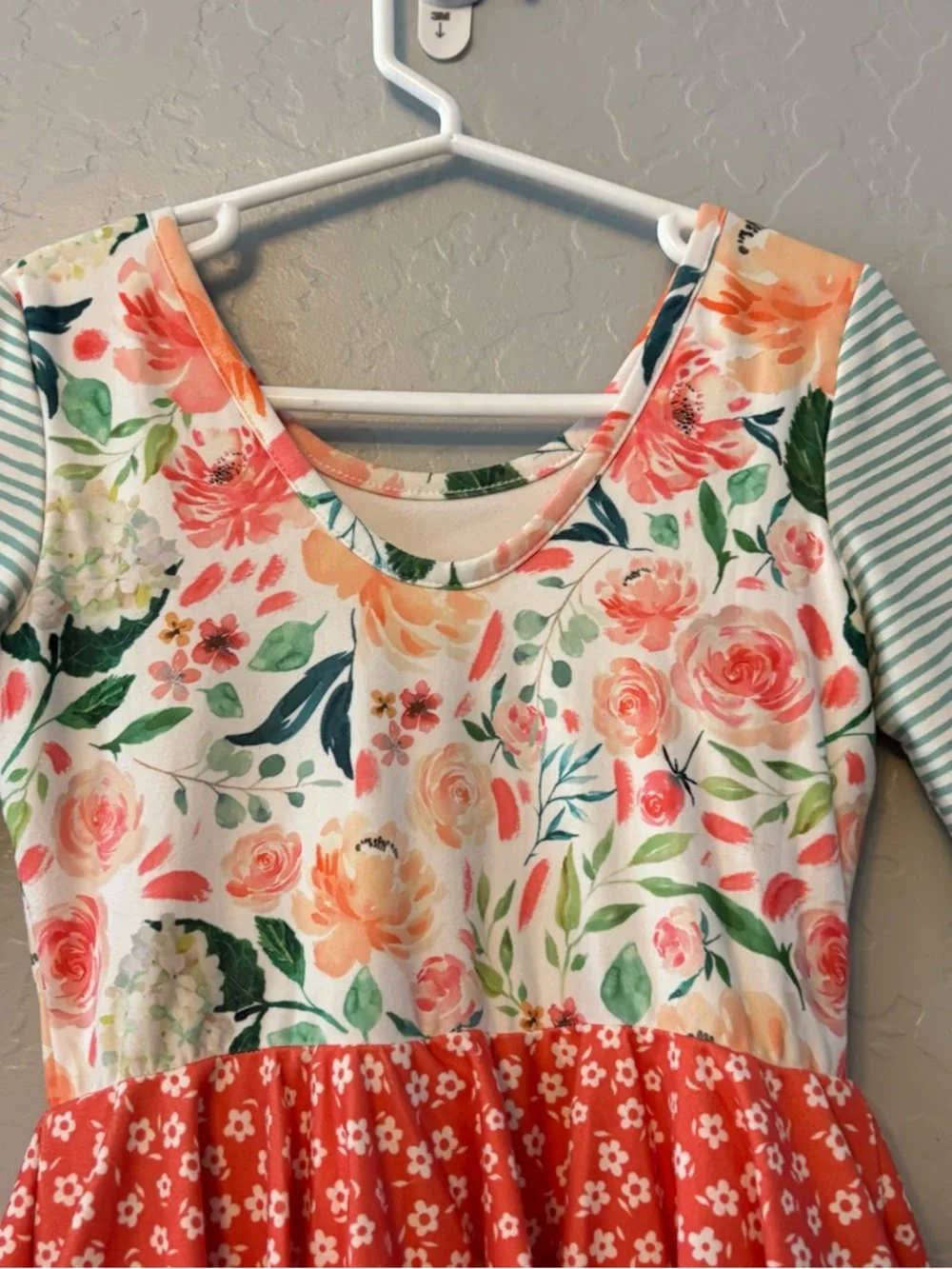 Cheeky Plum Farrah long sleeve coral and green floral leotard size 6